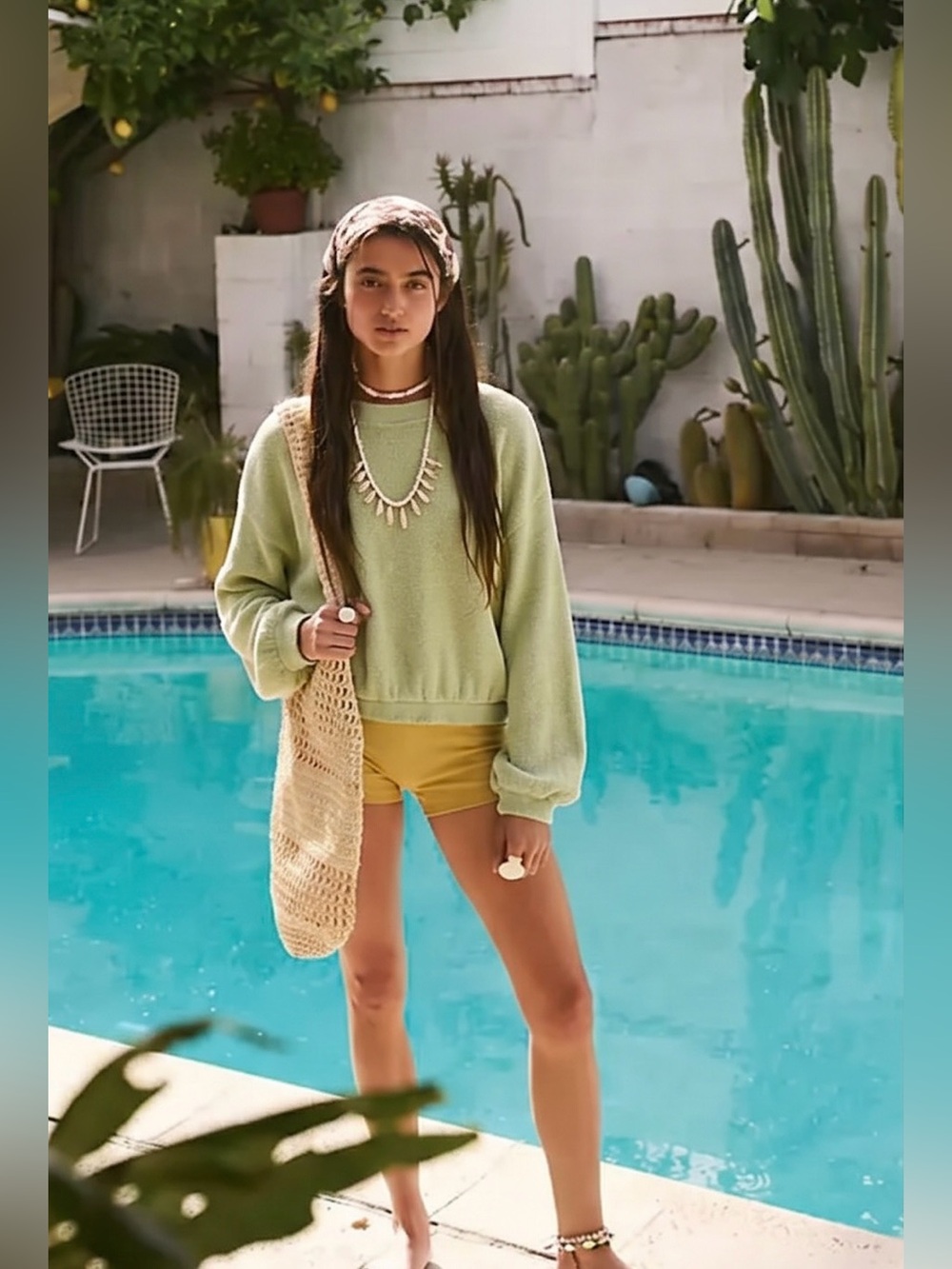 Free People Beach Happy Pullover Sage Green Oversized Sweater Size S